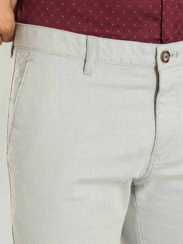 Indian Terrain Men's Slim Fit Self Design Green Trousers